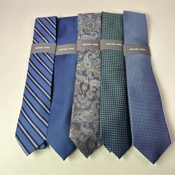 **5 Pack Men’s Michael Kors Men's Elegant Tie Collection - Blue and Green - Picture 1 of 3